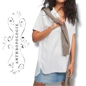 Anthropologie Amadi Chambray Tunic V-Neck Top size Medium